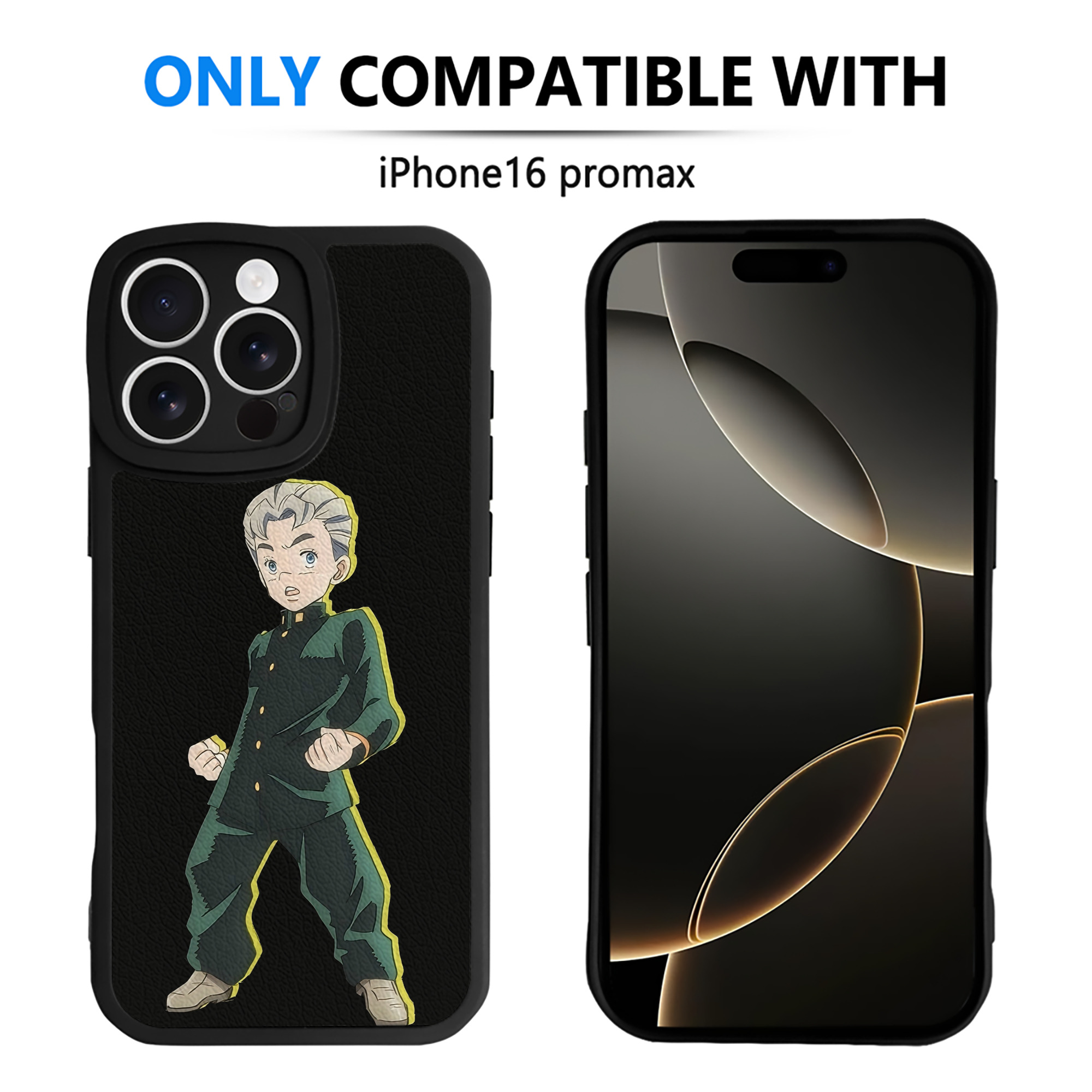 （画像用） ジョジョの奇妙な冒険 広瀨康一 JoJo's Bizarre Adventure Hirose Koichi 【iPhone 16シリーズ対応】シリコンスマホケース（レザー調） 材質：シリコン